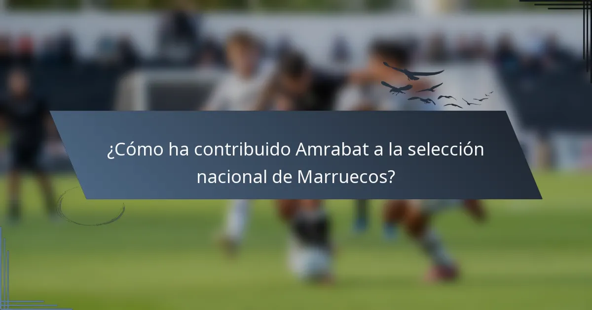 ¿Cómo ha contribuido Amrabat a la selección nacional de Marruecos?