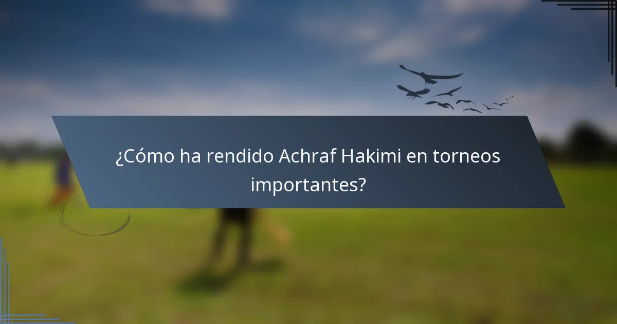 ¿Cómo ha rendido Achraf Hakimi en torneos importantes?