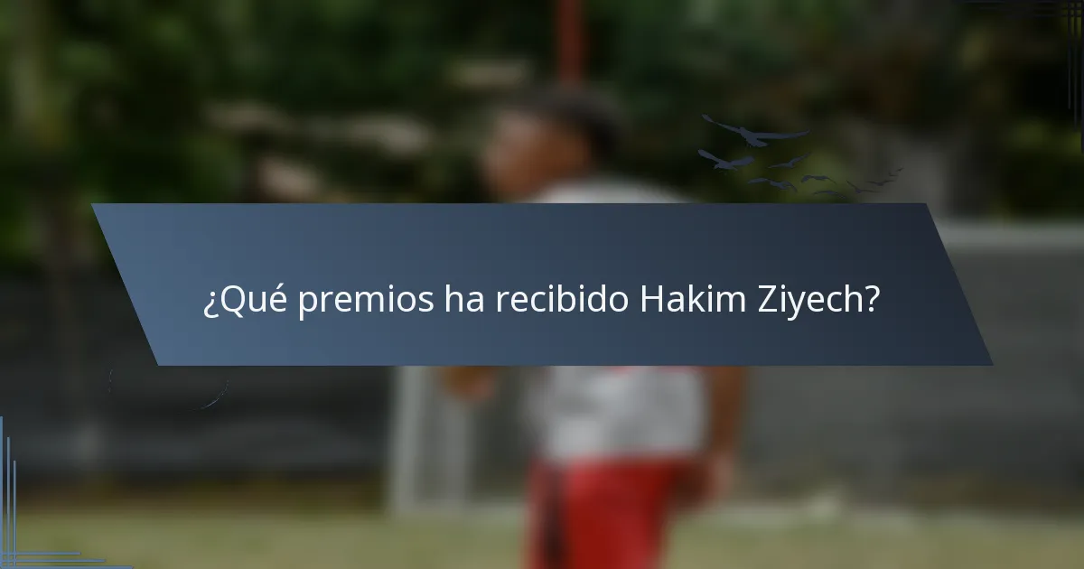 ¿Qué premios ha recibido Hakim Ziyech?