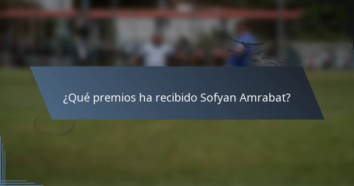¿Qué premios ha recibido Sofyan Amrabat?