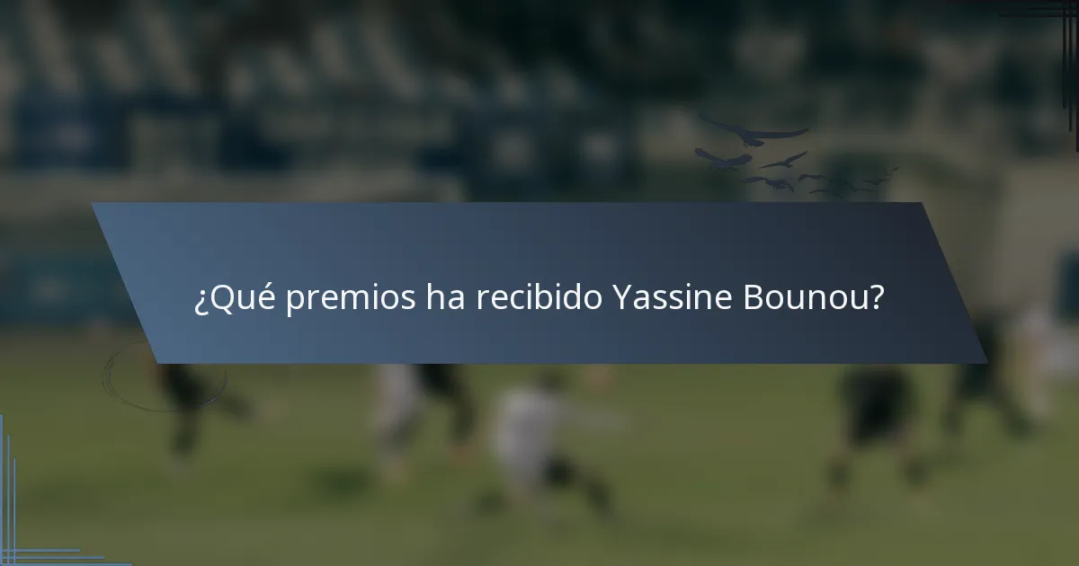 ¿Qué premios ha recibido Yassine Bounou?